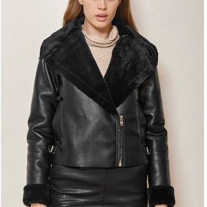 Pleather Jacket with Faux Fur